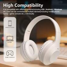 新款無線耳罩式耳機，可伸縮頭帶，全耳罩式設計，高清通話，摺疊耳罩，高保真音效，額外低音，長電池續航力，商務/通用兼容，實惠禮品 - 米色 - 查看 4