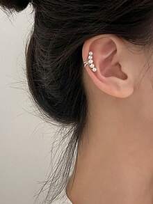 1pc Pearl Ear Cuff, Minimalist Elegant Ear Cartilage Clip, No Piercing Required, Ear Stud - Multicolor - View 3