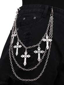 Một chiếc váy biểu diễn sân khấu nhiều lớp thắt lưng xích phong cách Hip-Hop Punk Metal Rivet Jeans Phụ kiện - A - Xem 7