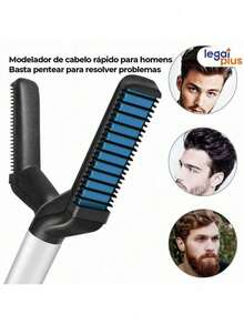 Hair Straightener Portable Comb For Men's Hair And Beard Electric Comb Straightening Brush - 黑色 - 查看 2