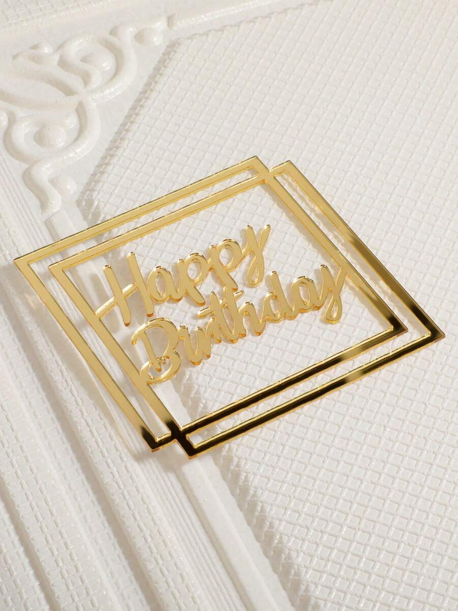 1 cái/3 cái/5 cái que trang trí bánh kem "Chúc mừng sinh nhật" màu vàng kim, que trang trí bánh cupcake bằng acrylic, trang trí bánh kem và món tráng miệng cho tiệc sinh nhật (màu vàng kim) - A - Xem 1