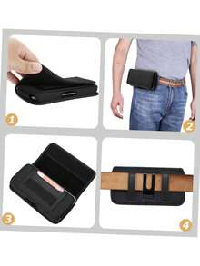 通用男士手机包腰包手机托特包卡包 - 黑色 - 查看 4