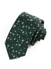 ZLQ&GOU 1pc Green Floral Jacquard Silk Tie For Men, 7.5cm Classic Patterned Wedding Holiday Accessory, Casual Wear And Holiday Gift Tie - Green - View 5