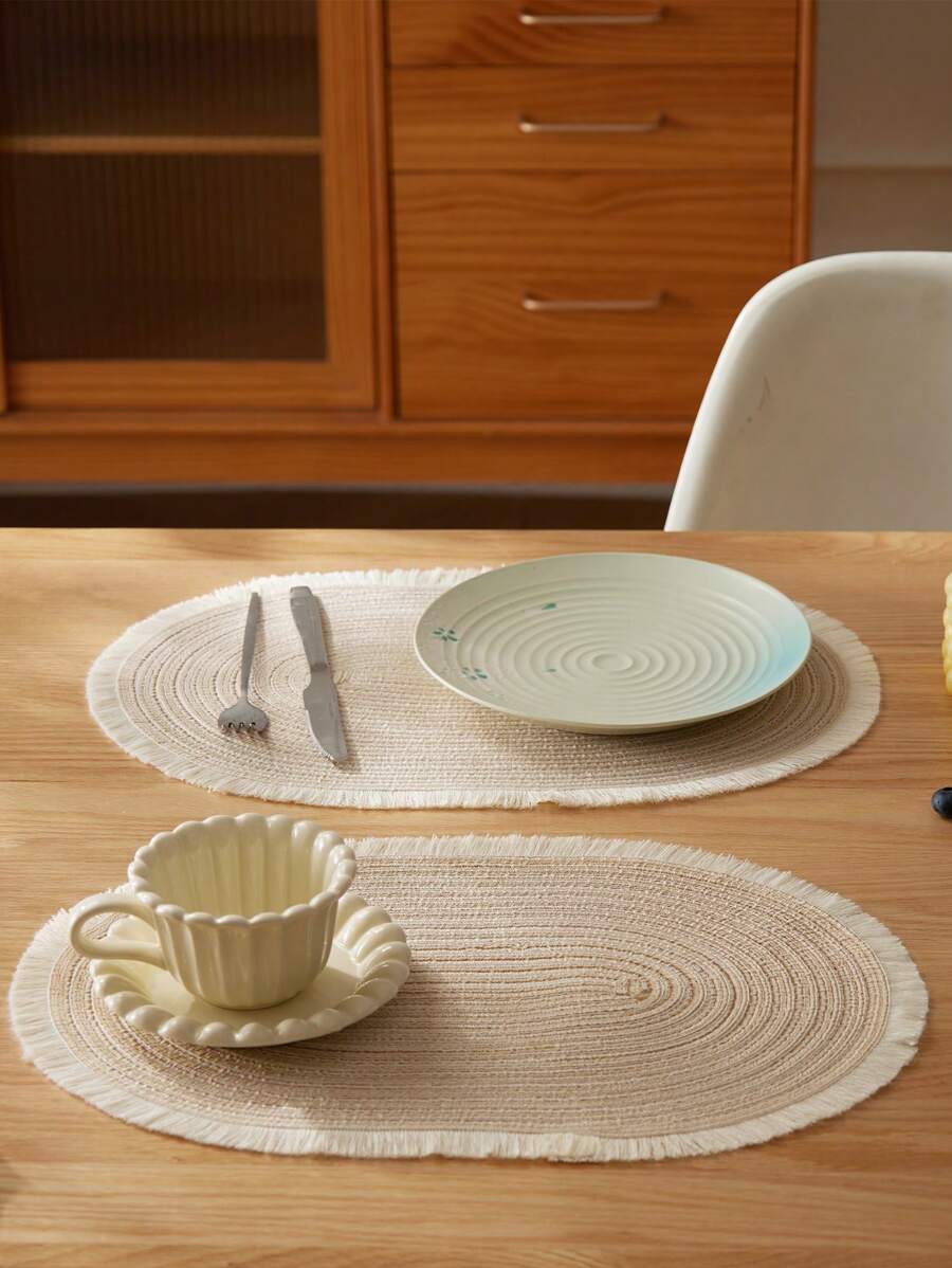 1/2/4/6/8 Stücke minimalistische Farbverlauf beige ovale Polyester Platzsets