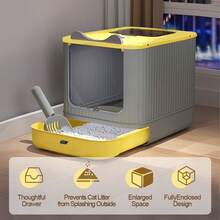 DDCAQIOUA Caja de para gatos,arenero para gatos cerrado caja de para gatos grande y completamente cerrada, accesorios para gatos, puerta de dos vías para entrada y salida, adecuada para gatitos y gatos adultos, prevención eficaz de salpicaduras de , antisalpicaduras y antiolor para evitar el desbordamiento de olores, una pala para gratis - Multicolor - Ver 5