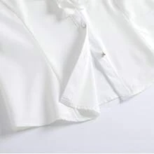 Women White Shirt, Small And Stylish Design, Slim Fit, Small Stand Collar, Professional Dress Shirt For Spring And Autumn, Long-Sleeved Chiffon Top - trắng - Xem 5