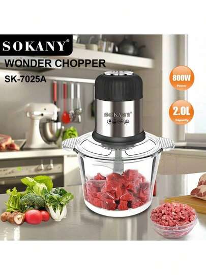  3L Stainless Steel Electric Meat Grinder, With 4 Sharp Blades, For Grinding Meat, Vegetables, Fruits And Nuts. SOKANY