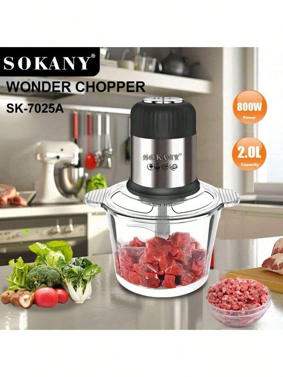 3L Stainless Steel Electric Meat Grinder, With 4 Sharp Blades, For Grinding Meat, Vegetables, Fruits And Nuts. SOKANY