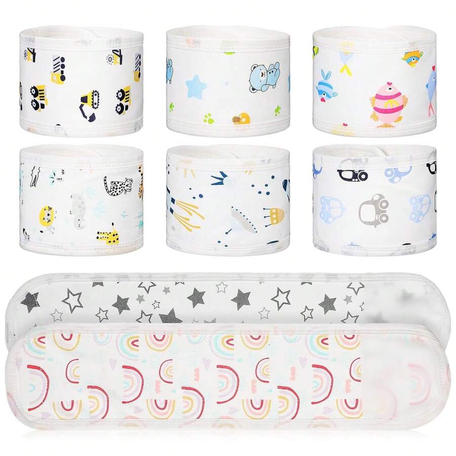 8 Pcs Cartoon Cotton Baby Infant Umbilical Cord Belly Bands Baby Belly Protector Soft Newborn Navel Belt For 0-12 Months Babies, 8 Styles
