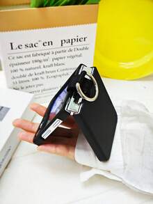 Luxury Minimalist Solid Green Phone Case, Compatible With Samsung Galaxy Z Flip 5 6, Shock-Resistant Back Cover, Waterproof, Anti-Fall, Anti-Scratch - Black - View 4