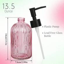 "2-Pack 13oz Glass Soap Dispensers With Black Plastic Pumps - Refillable Hand Soap & Lotion Bottles, Crystal Clear Liquid Dispensers For Bathroom, Kitchen Countertop, Hotel & Modern Home Decor" - 粉色 - 查看 10