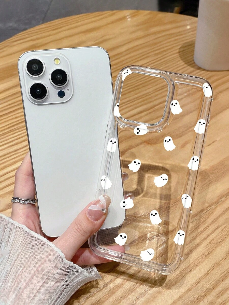 万圣节主题手机壳，可爱卡通幽灵透明气囊软保护套，适用于 17/17 Air/17 Pro/17 Pro Max、 13/15/16 Pro Max、 16、 14、 16 Plus、Galaxy - 彩色 - 查看 1