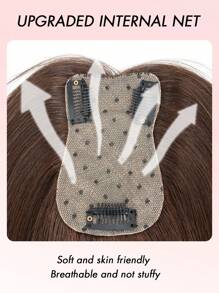 Tópicos para cabelo para mulheres, cabelo humano real, sem franja, 360° 3D cabelo humano para cabelo ralo, cabelo grisalho, perda de cabelo, adiciona volume ao cabelo, base com 3 clipes, tópicos para mulheres (castanho escuro 8-14 polegadas)