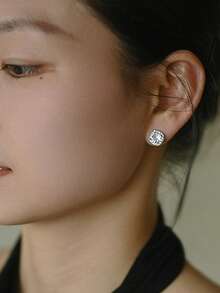 rainonme 3 Pcs Set Classic 2 Carat Moissanite Necklace And Earrings For Women Sterling Sliver Fashionable Luxury Wedding Jewelry Set, High-Quality Women's Necklace Jewelry, Women's Earrings Low Allergy, Ideal Choice For Daily Wear And Vacation, Exquisite Birthday Gift, Engagement Wedding Anniversary Birthday Christmas Gifts Special Occasions Day Gift, Sparkling Gorgeous Jewelry, Graduation Seasons Gifts, 2025 Summer Beach Vacation Style Jewelry - Sugar Cube - View 3