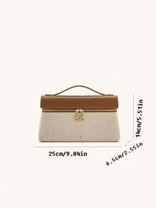 New Fashion Versatile Solid Color PU Patchwork Handbag, Zipper Closure Design, Letter Graphic Decor, Elegant Ladies Wallet, Handbag/Box Bag, Business Commuter Bag, Travel Holiday Essential, Suitable For Travel, Shopping, Commuting, Holiday, Women Gift