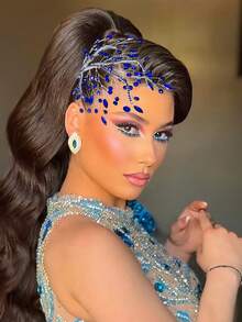 1pc Silver Bridal Headpiece, Crystal Rhinestone Vintage Leaf Design Hair Accessory, Pearl Hair Clip Decor, Festival Gift Valentine's Day Accessories,Wedding Hair Accessories - Silver - View 9