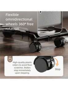 1pc Computer CPU Tower Caster Trolley, Universal Home Office Chassis Mobile Wheeled Stand Holder, ABS Plastic Material, Black & White Color Options, Portable Cooling Raised Base - Black and White - View 7