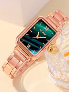 YOLAKO1 1 件女士石英简约罗马表盘手表，适合作为送给家人和朋友的礼物，适合母亲节礼物、生日礼物和日常佩戴。 - 玫瑰金 - 查看 2