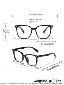 1 Pair Men's Acrylic Casual Lightweight Square Frame Fashion Black Glasses, Suitable For Daily Reading And Commuting - Multicolor - View 10