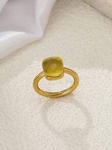 1 件奢华蘑菇不对称方形戒指，铜镶嵌锆石祖母绿宝石，适合作为情人节、婚礼、母亲节、约会的礼物 - 多色 - 查看 15