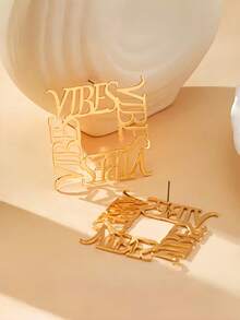 1pc Custom Letter Earrings, Crafted Exclusively For Fashion Enthusiasts! These Custom Engraved Earrings Are A Must-Have For Parties. They Make A Perfect Choice For Daily Outings And A Delightful Surprise For Besties-Sure To Stand Out At Gatherings. A Piece Of Customized Fashion Jewelry That Shines With Personalized. - Multicolor - View 8