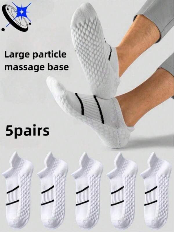 5 Pairs Of Men's Ear-Lift Breathable Massage Bottom Socks Suitable For Daily Life, For Gym