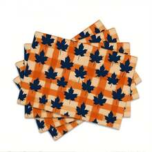 1/2/4/6 Pieces Of Autumn Polyester Placemats - Maple Leaf And Pumpkin Pattern Watercolor Design, 30x45 Cm, Machine Washable Table Mat, Suitable For Thanksgiving, Autumn Kitchen And Dining Decoration, Rural Seasonal Tableware, Autumn Table Decoration, Thanksgiving Plate Arrangement, High-Quality Fabric, Home Entertainment Decoration. - Multicolor - View 29
