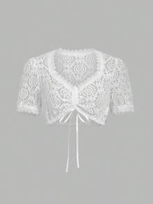 ii 女式 Dirndl 衬衫蕾丝白色传统巴伐利亚啤酒节服装上衣，万圣节 - 白色 - 查看 1