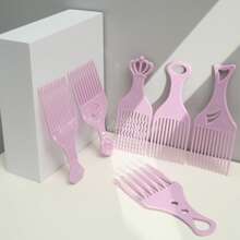 NEFOUME 1 套 6 把复古造型梳 - 皇冠手柄 + 波浪齿 + 空心手柄，PP 轻质防震材质，4 种颜色（粉色、黄色、紫色、蓝色），适用于发型设计，便携式透明盒，返校、旅行度假必需品，女士发饰