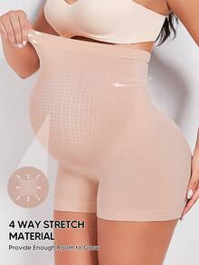 Suprenx Quần short bầu cạp cao co giãn, nâng đỡ bụng, có phần bụng mở rộng, đồ tập yoga, đồ thể thao, phiên bản Giáng sinh - Hồng - Xem 5