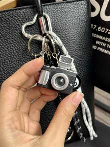 彩色编织绳汽车钥匙链，配有复古迷你相机和胶卷轴吊坠，台球主题装饰吊坠，适用于女士包包、手链、背包装饰钥匙链 - 彩色 - 查看 5