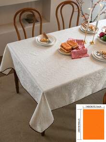 1 pieza Mantel unicolor de lujo francés minimalista, cubierta de mesa de comedor con estampado floral jacquard blanco, adecuado para fiestas, bodas, decoración del hogar y la habitación - Blanco - Ver 18