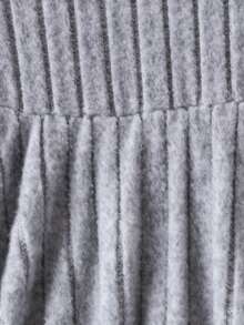Nuevo vestido línea A con cuello y bloque de color para niñas preadolescentes, estilo universitario, para otoño - Gris - Ver 8