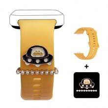 3PCS Little Boy Planet Spaceship Series Decorative Ring+Quick Release Strap Bracelets Compatible With Huawei Watch Fit 3 4 Silicone Band Strap Compatible With HUAWEI FIT 4 Pro - one-size - View 17