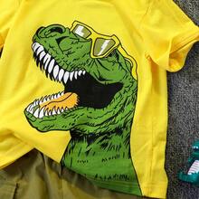 PP 2pcs Toddler Boy Playful Dinosaur Print Tee & Cargo Shorts Set - 黃色 - 查看 3
