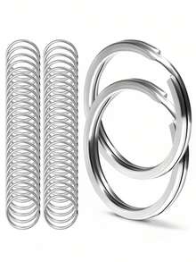 10/20pcs Stainless Steel Keyring Set - Multi Functional Split Keyring - Flat O-Ring (20mm, 25mm, 30mm) Suitable For Household Organization Storage, Car Keys, Pendants, Bags, Dolls, Handicrafts - Durable And Corrosion-Resistant, DIY Jewelry Accessories, Fashionable Metal Finish - Multicolor - View 11