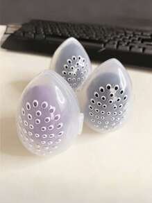 1/3/5pcs Of Cosmetic Sponge Storage Box, Porous Moisture-Proof Transparent Beauty Sponge Holder, Puff Cosmetic Egg Cover, Travel Portable Breathable Storage Box,For Holiday Beach, Bathroom Collection, Bedroom Collection, Large Capacity