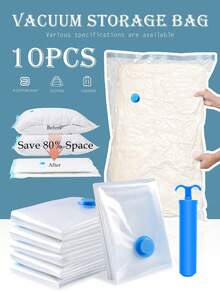 Bộ 10 túi đựng đồ nén chân không, túi trong suốt chất lượng cao đựng đồ dùng du lịch cần thiết, quần áo, chăn ga gối đệm, chăn, túi nén không dùng điện - Nhiều màu - Xem 2