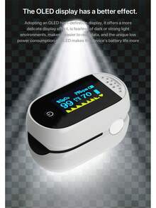 指夹式血氧仪，用于检测血氧饱和度。这是一款老年人适用的脉搏血氧仪，可以监测脉搏和心率。 - 黑與白 - 查看 3