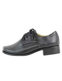 Zapato Escolta Escolar Piel Suela Cosido Antiderrapante Kuali Shoes - Negro - Ver 4