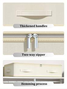 1PC White Transparent Bed Bottom Clothing Storage Bag, Foldable Portable Large Capacity Storage Bag, Blanket Storage Bag, Children's Toy Storage Bag, Shoe Storage Bag, Bedroom Bed Bottom Blanket Storage Bag, Effectively Utilizing Idle Space Under The Bed, Thick Fabric With Zipper Blanket Storage Container Bag, Suitable For Family And Dormitory Storage And Organizing Accessories - White - View 8