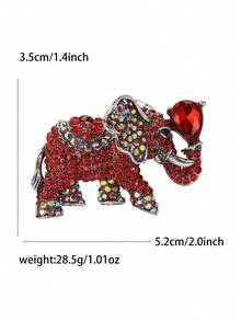Vintage Rhinestones Elephant Brooch - Elegant Crystal Animal Pin For Friends Party/Banquet Gift Accessory Decoration & Good Luck Gifts - The Elephant (1777) - View 12
