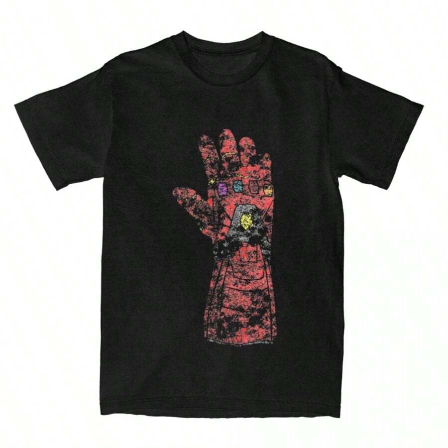 COOL SUMMER Iron Mans Heart T Shirts Harajuku Casual Summer Men Women Amusing Cotton Funny Oversized Short Sleeve Stylish Vintage Cool Tops - 黑色 - 查看 1