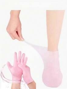 1/2/4pcs Pink Silicone Moisturizing Dead Skin Removing Hand Mask & Foot Mask Gel, Aromatherapy Nourishing Hand Gloves & Foot Socks, Exfoliating & Moisturizing - Multicolor - View 2