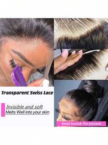 bling hair Jarin Hair Brasilianisches Remy-Menschenhaar, 360-Grad-Vollspitze, glatt, transparent, Schweizer Spitze, günstige Perücken für Frauen - Natural Black - Übersicht 2