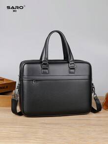 Men's Briefcase Messenger Bag, Large Capacity Computer Bag For Files & Office Supplies, Business Commute, PU Leather Minimalist Style, Suitable Gift For Men - Multicolor - View 8