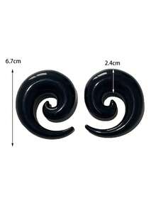 2个黑色亚克力螺旋耳扩，耳塞耳环，耳洞扩张器，尺寸1.6mm-24mm，男女通用波西米亚风格 - 一對龐克個性耳擴 - 查看 17