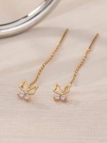 1 Cặp bông tai tua rua hình bướm đính đá Zirconia siêu nhỏ thời trang dành cho nữ - vàng vàng - Xem 3