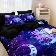 Sun And Moon Queen Comforter Set Purple Galaxy Bed In A Bag 8 Pcs Boho Chic Mandala Home Decor With 1 Cushion Cover - 紫色 - 查看 9