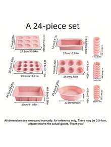 30-Piece Ultimate Baking Set - Includes 18 Mini Muffin Cups, 12-Cavity Muffin Pan & 9-Cavity Madeleine Mold+ 6 Kitchen Tools,6-Cavity Jelly Pudding Plate, Square Cake Mold, Round Cake Mold, Toast Bread Mold, Silicone Pancake Plate | Non-Stick Cake, Jelly & Pancake Molds | Complete Kit For Home Bakers